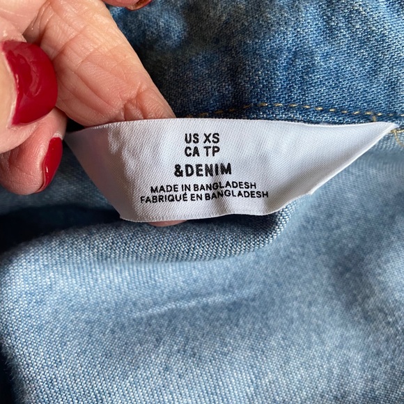 H&M Blue Oversized Jean Shirt Jacket Back Pleat - Picture 6 of 11